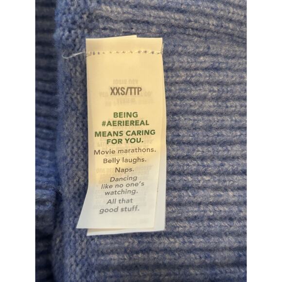 Aerie Soft Knit Pastel Blue Crewneck Oversized Sweater - Size XXS - Picture 5 of 6